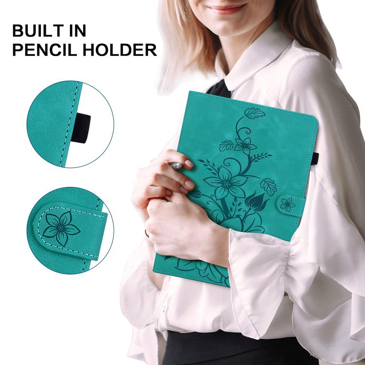 For Honor Pad X9a Lily Embossed Leather Tablet Case