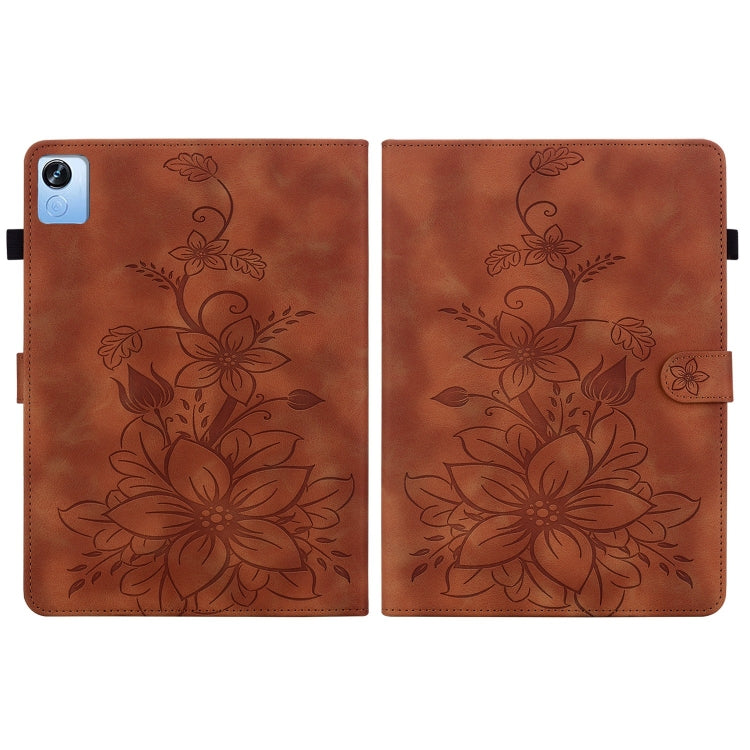 For Realme Pad X Lily Embossed Leather Tablet Case