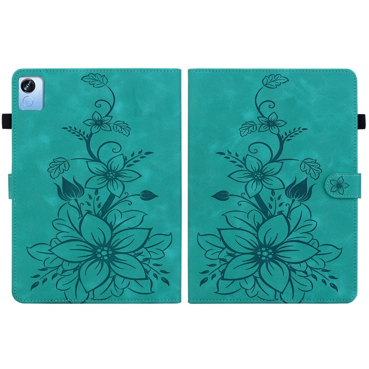 For Realme Pad X Lily Embossed Leather Tablet Case