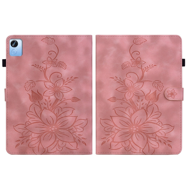 For Realme Pad X Lily Embossed Leather Tablet Case