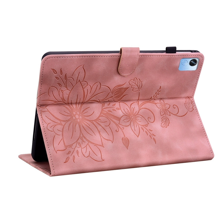 For Realme Pad X Lily Embossed Leather Tablet Case