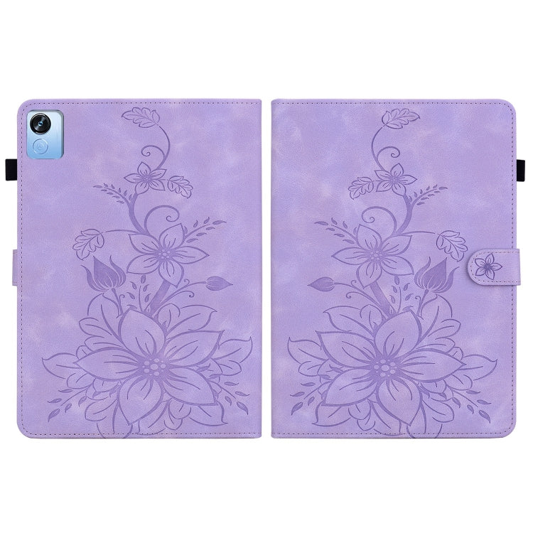 For Realme Pad X Lily Embossed Leather Tablet Case