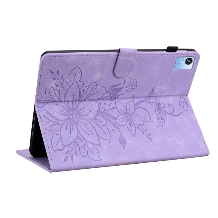 For Realme Pad X Lily Embossed Leather Tablet Case