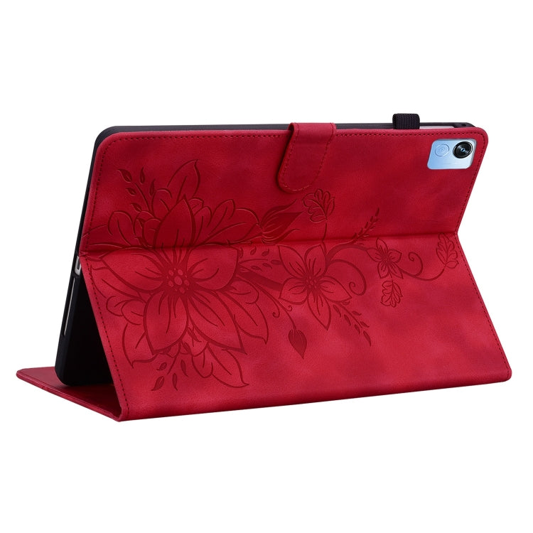For Realme Pad X Lily Embossed Leather Tablet Case