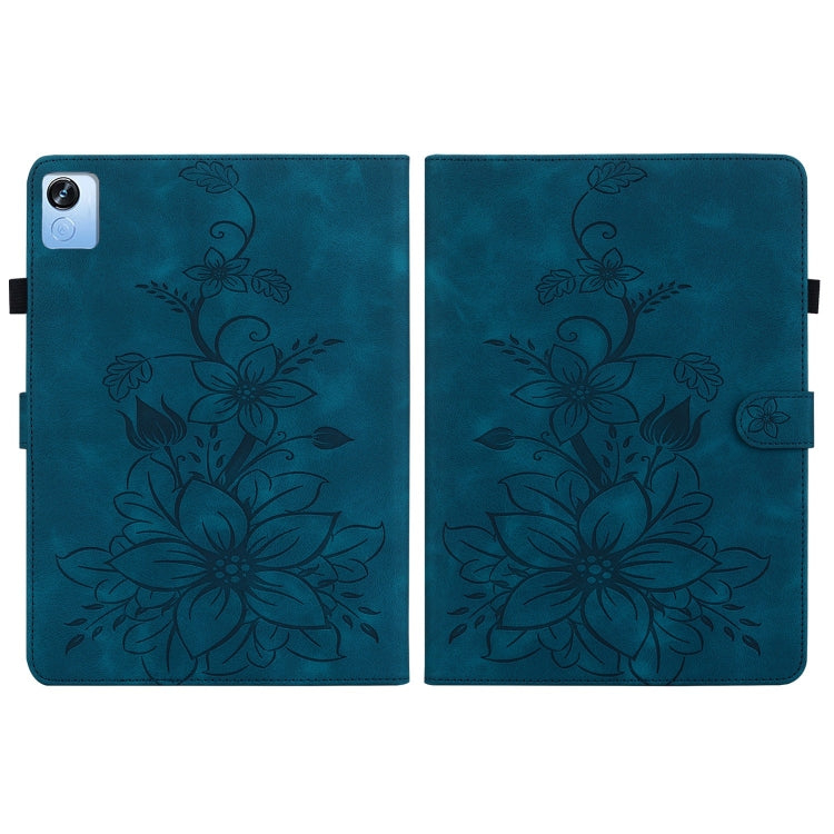 For Realme Pad X Lily Embossed Leather Tablet Case