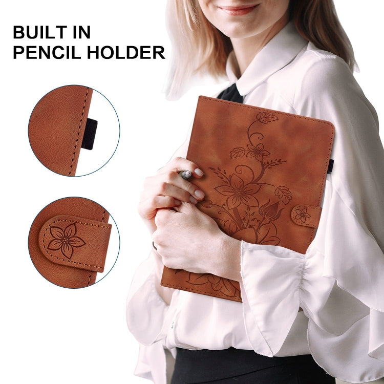 For Realme Pad Mini 8.7 Lily Embossed Leather Tablet Case