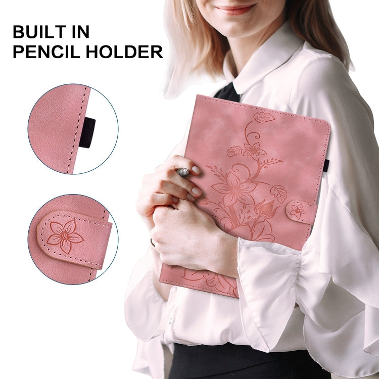For Realme Pad Mini 8.7 Lily Embossed Leather Tablet Case