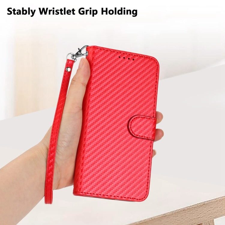 For Huawei P30 Pro YX0070 Carbon Fiber Buckle Leather Phone Case with Lanyard