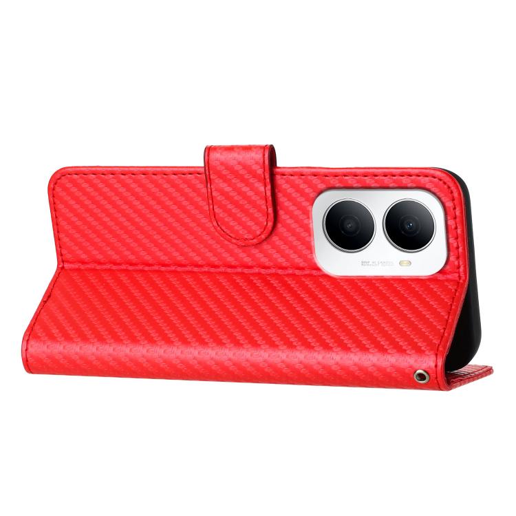 For Huawei Enjoy 80 Plus YX0070 Carbon Fiber Buckle Leather Phone Case with Lanyard