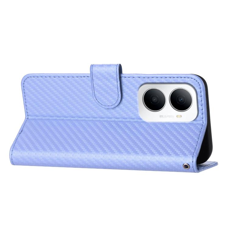 For Huawei Enjoy 80 Plus YX0070 Carbon Fiber Buckle Leather Phone Case with Lanyard