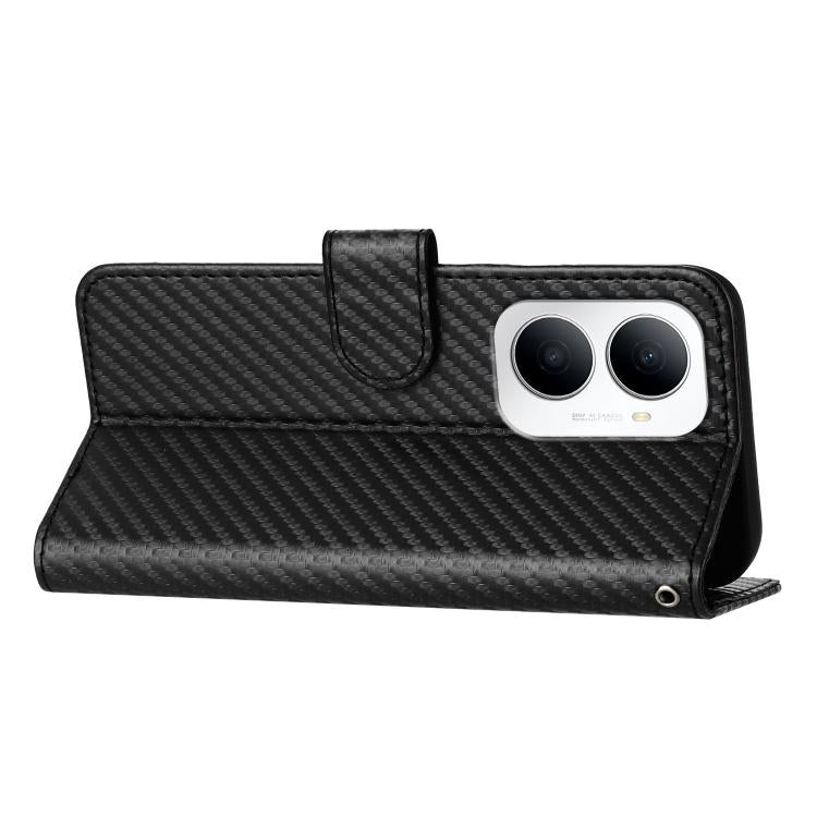 For Huawei Enjoy 80 Plus YX0070 Carbon Fiber Buckle Leather Phone Case with Lanyard