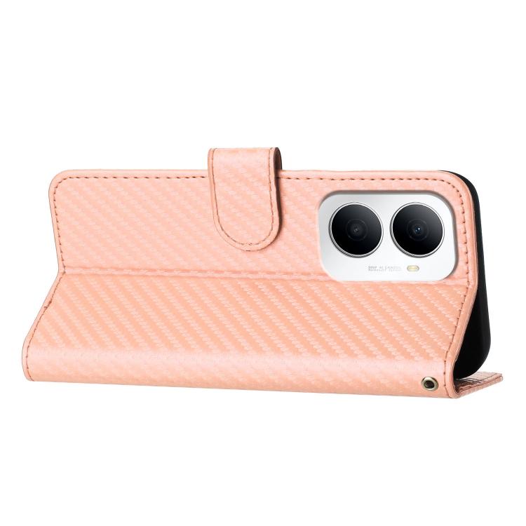 For Huawei Enjoy 80 Plus YX0070 Carbon Fiber Buckle Leather Phone Case with Lanyard