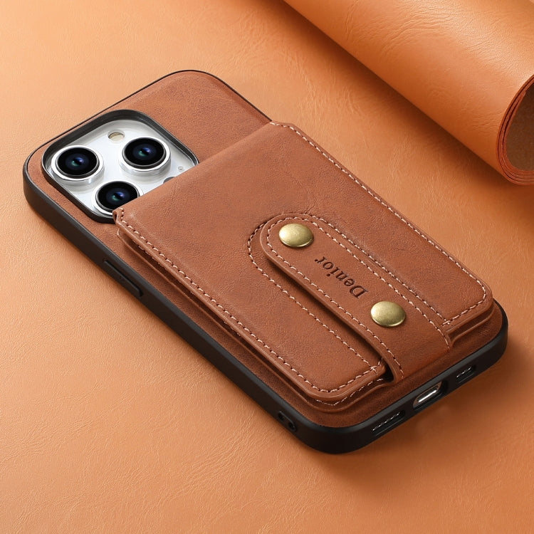 For iPhone 15 Plus Denior D14 NK Retro Pattern MagSafe Magnetic Card Holder Leather Phone Case