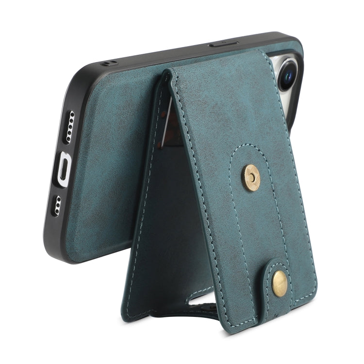For iPhone 15 Plus Denior D14 NK Retro Pattern MagSafe Magnetic Card Holder Leather Phone Case