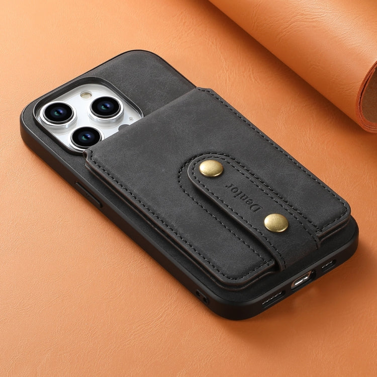For iPhone 15 Plus Denior D14 NK Retro Pattern MagSafe Magnetic Card Holder Leather Phone Case