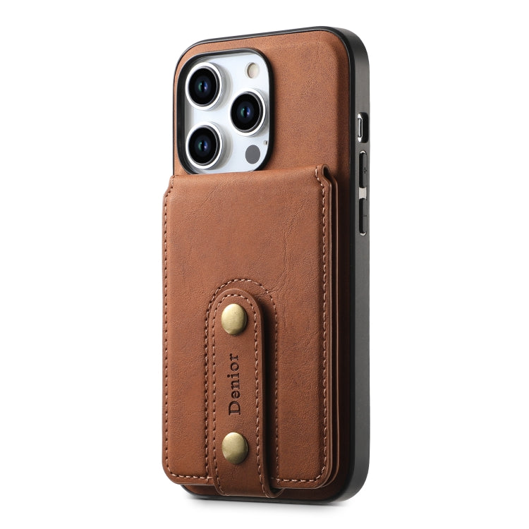 For iPhone 15 Denior D14 NK Retro Pattern MagSafe Magnetic Card Holder Leather Phone Case