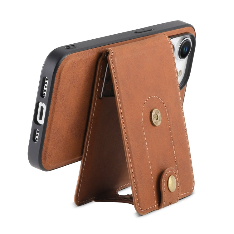 For iPhone 15 Denior D14 NK Retro Pattern MagSafe Magnetic Card Holder Leather Phone Case