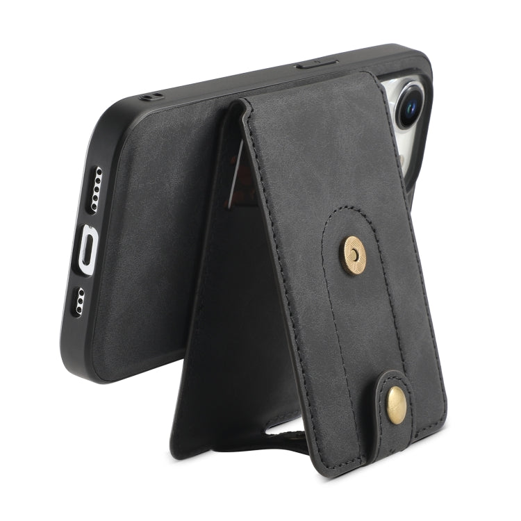 For iPhone 15 Denior D14 NK Retro Pattern MagSafe Magnetic Card Holder Leather Phone Case
