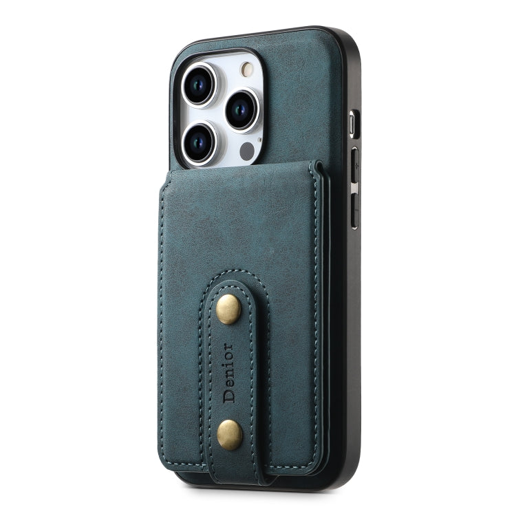 For iPhone 14 Pro Max Denior D14 NK Retro Pattern MagSafe Magnetic Card Holder Leather Phone Case