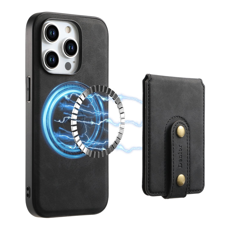 For iPhone 12 Pro Max Denior D14 NK Retro Pattern MagSafe Magnetic Card Holder Leather Phone Case