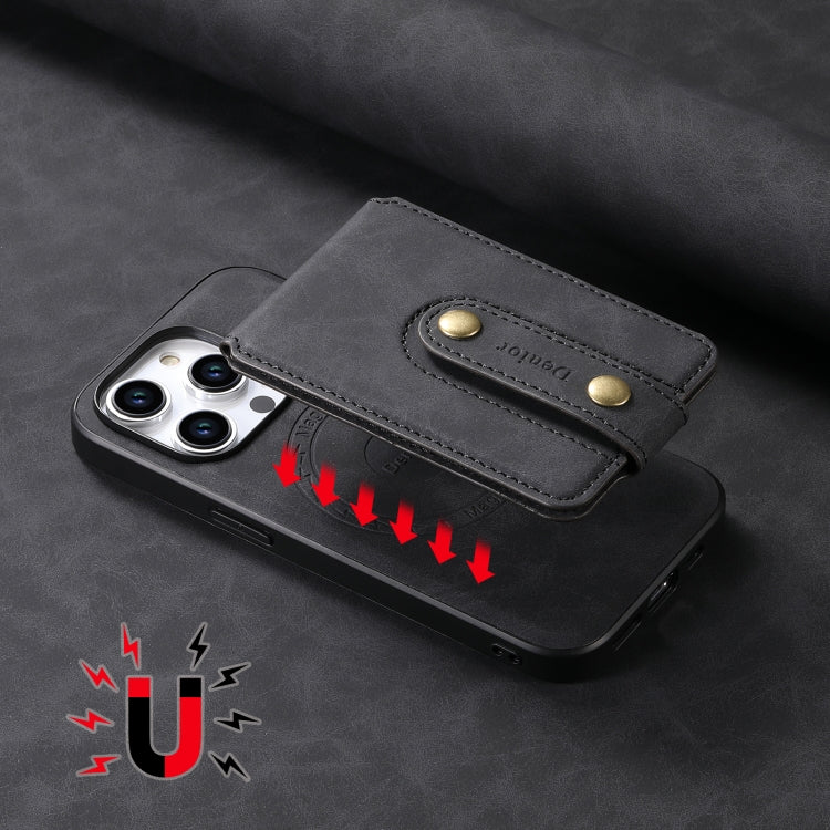 For iPhone 12 Pro Max Denior D14 NK Retro Pattern MagSafe Magnetic Card Holder Leather Phone Case