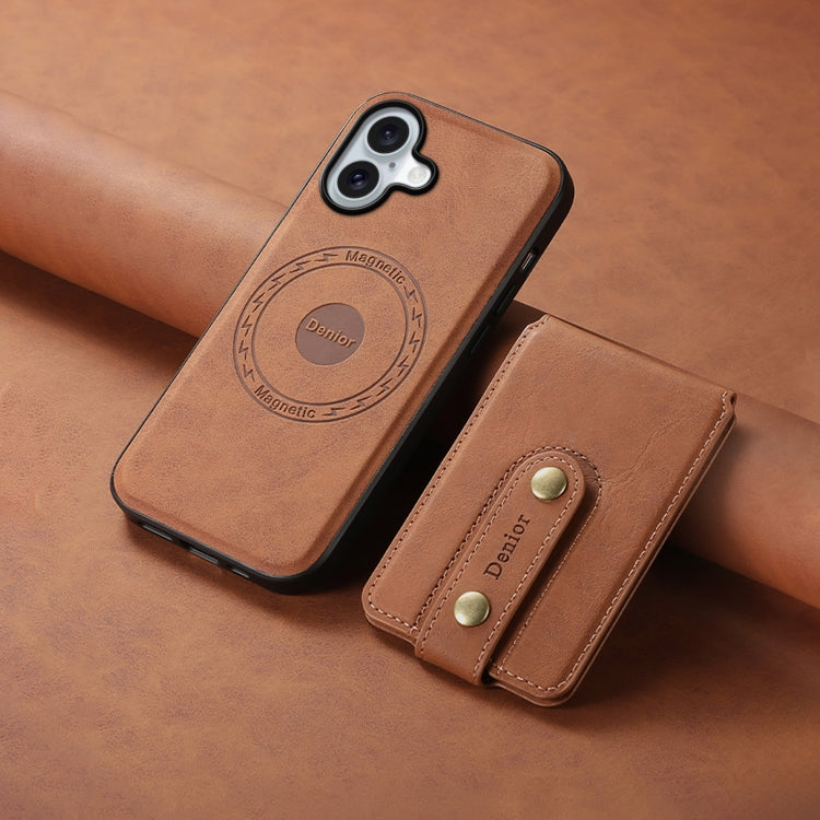 For iPhone 16 Denior D14 NK Retro Pattern MagSafe Magnetic Card Holder Leather Phone Case