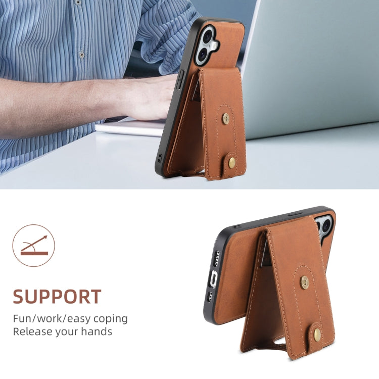 For iPhone 16 Denior D14 NK Retro Pattern MagSafe Magnetic Card Holder Leather Phone Case