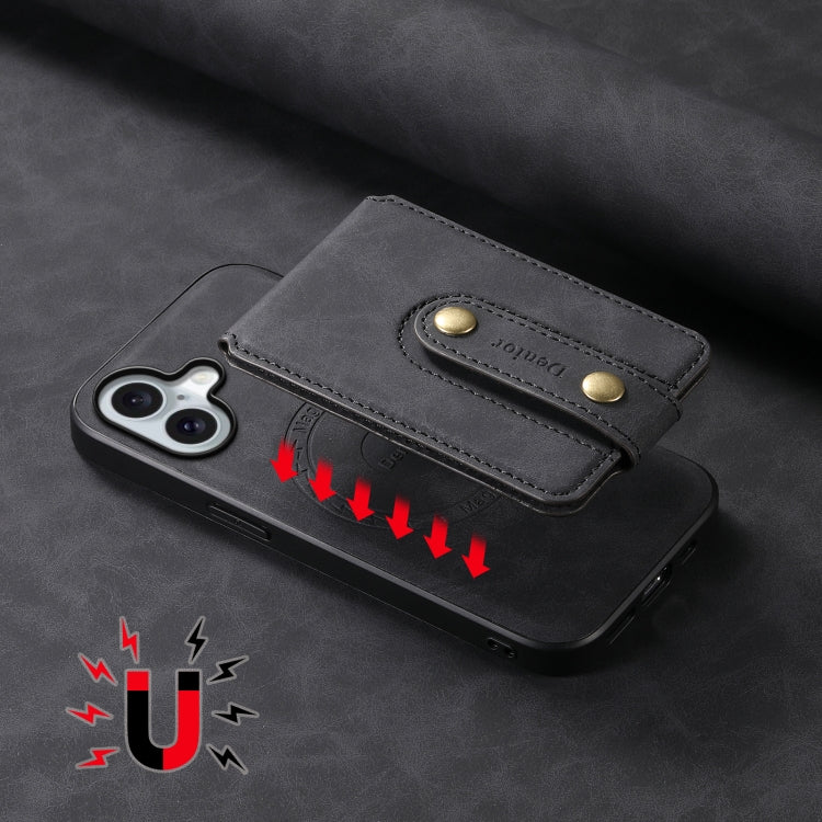 For iPhone 16 Denior D14 NK Retro Pattern MagSafe Magnetic Card Holder Leather Phone Case