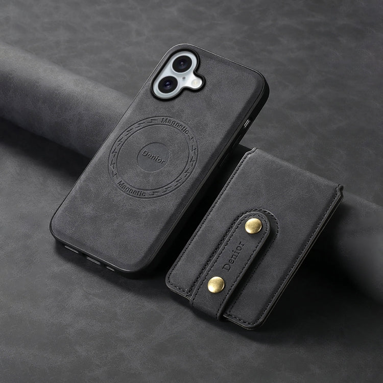 For iPhone 16 Plus Denior D14 NK Retro Pattern MagSafe Magnetic Card Holder Leather Phone Case