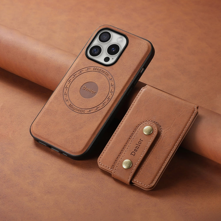 For iPhone 16 Pro Denior D14 NK Retro Pattern MagSafe Magnetic Card Holder Leather Phone Case