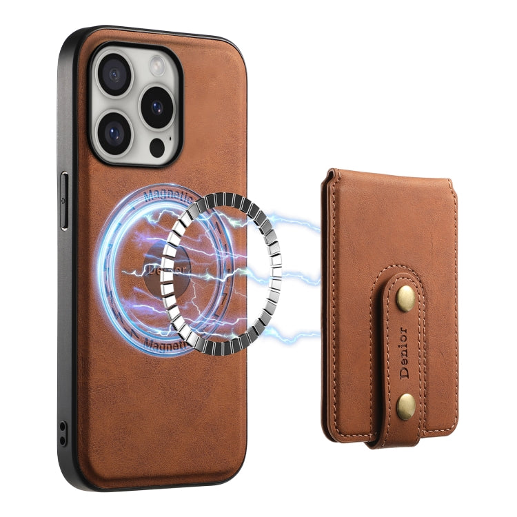 For iPhone 16 Pro Denior D14 NK Retro Pattern MagSafe Magnetic Card Holder Leather Phone Case