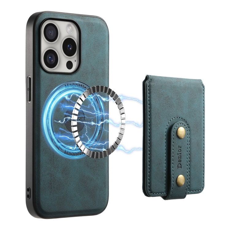For iPhone 16 Pro Denior D14 NK Retro Pattern MagSafe Magnetic Card Holder Leather Phone Case