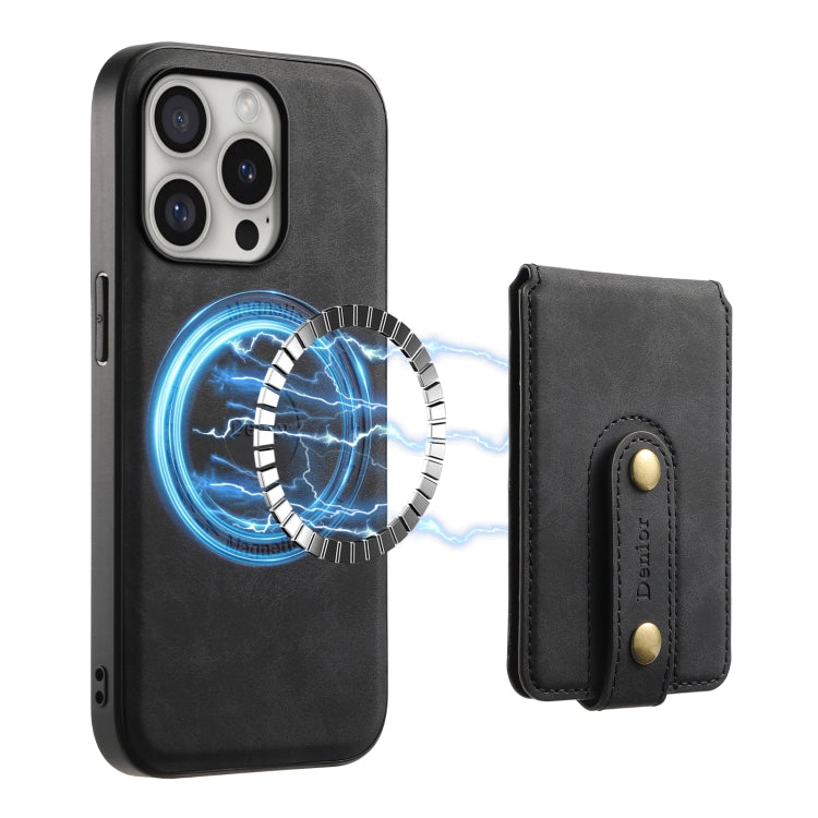 For iPhone 16 Pro Denior D14 NK Retro Pattern MagSafe Magnetic Card Holder Leather Phone Case