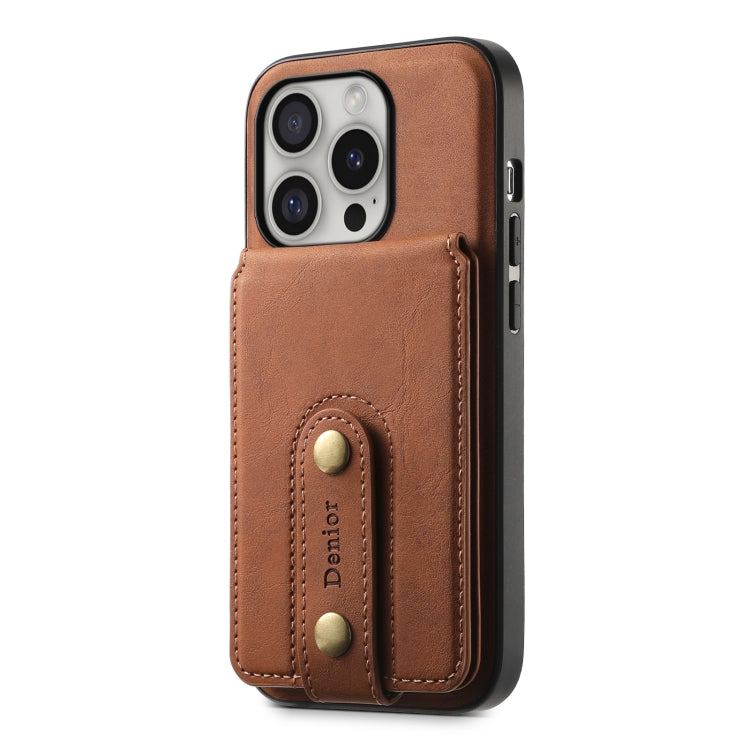 For iPhone 16 Pro Max Denior D14 NK Retro Pattern MagSafe Magnetic Card Holder Leather Phone Case
