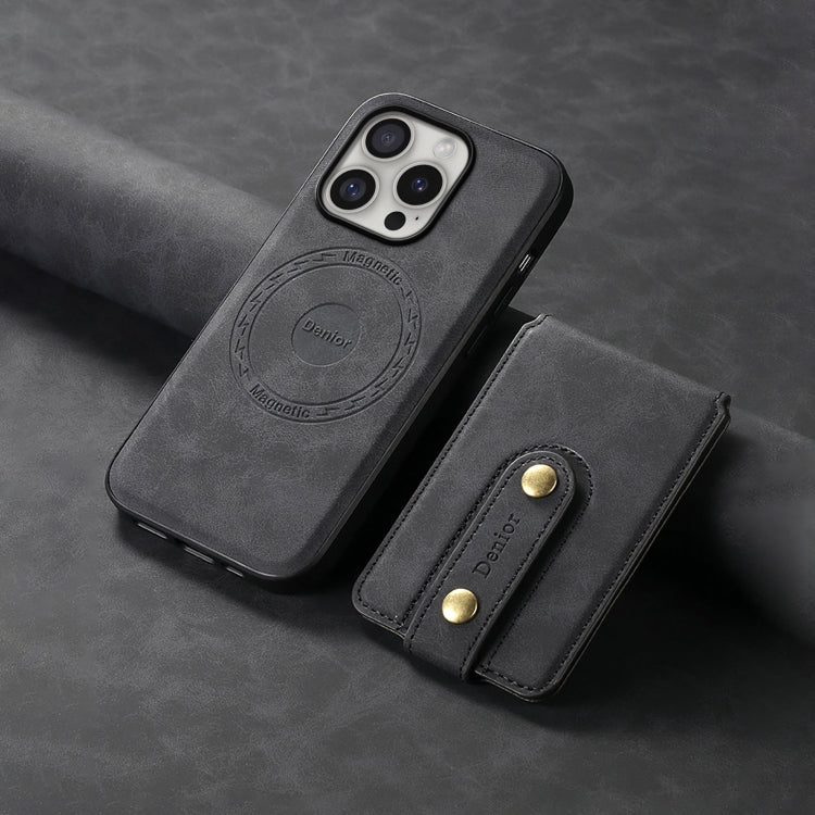 For iPhone 16 Pro Max Denior D14 NK Retro Pattern MagSafe Magnetic Card Holder Leather Phone Case