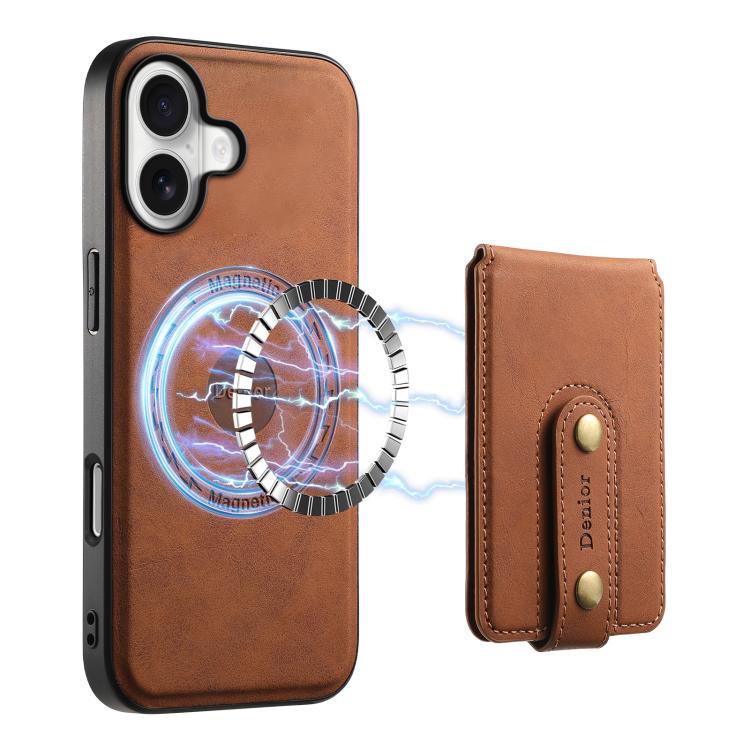 For iPhone 17 Denior D14 NK Retro Pattern MagSafe Magnetic Card Holder Leather Phone Case