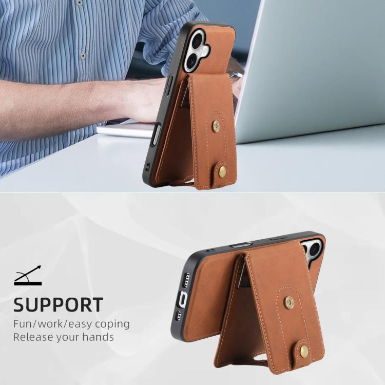 For iPhone 17 Denior D14 NK Retro Pattern MagSafe Magnetic Card Holder Leather Phone Case