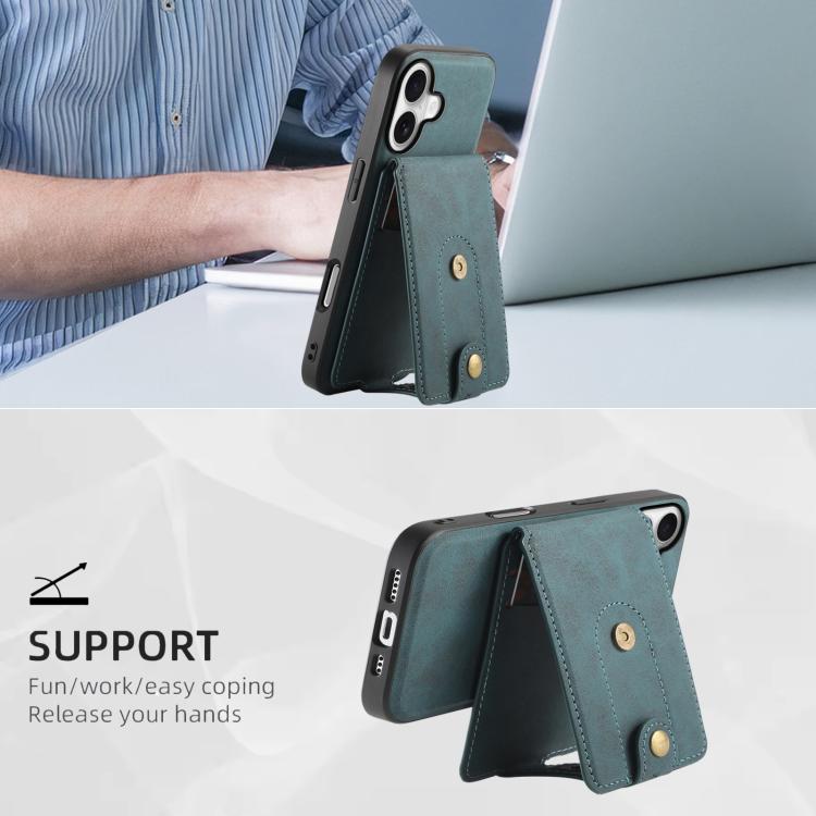 For iPhone 17 Denior D14 NK Retro Pattern MagSafe Magnetic Card Holder Leather Phone Case