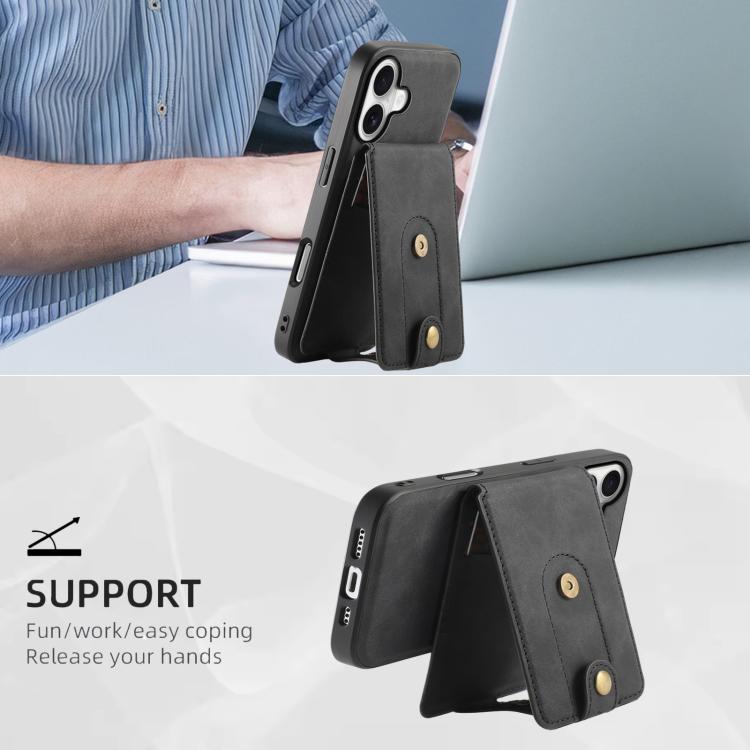 For iPhone 17 Denior D14 NK Retro Pattern MagSafe Magnetic Card Holder Leather Phone Case