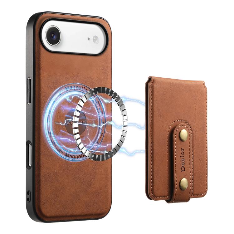 For iPhone Air Denior D14 NK Retro Pattern MagSafe Magnetic Card Holder Leather Phone Case