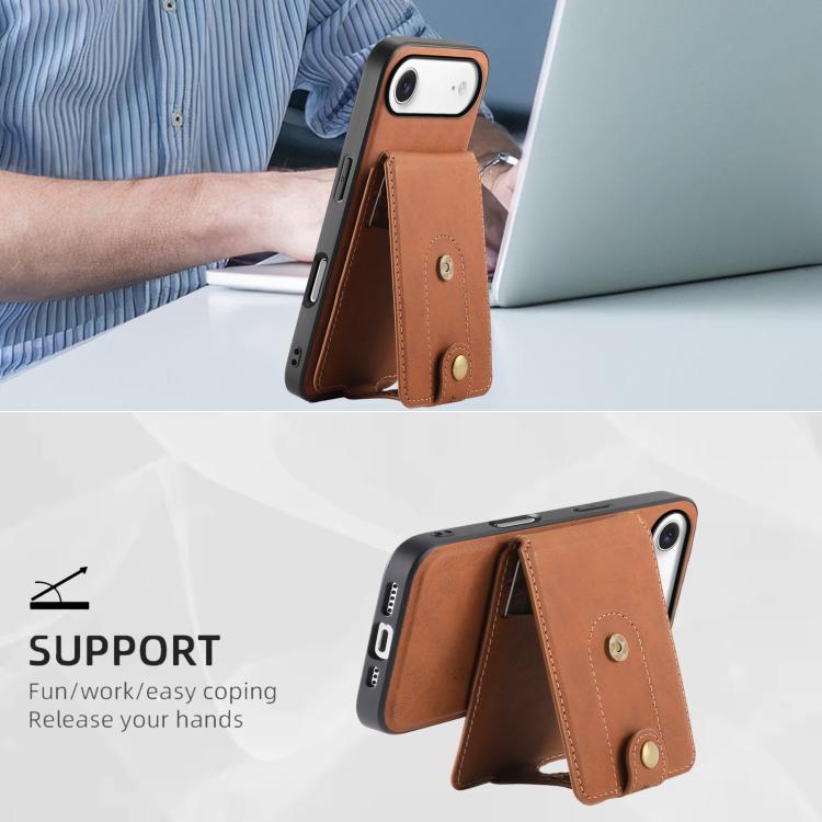 For iPhone Air Denior D14 NK Retro Pattern MagSafe Magnetic Card Holder Leather Phone Case