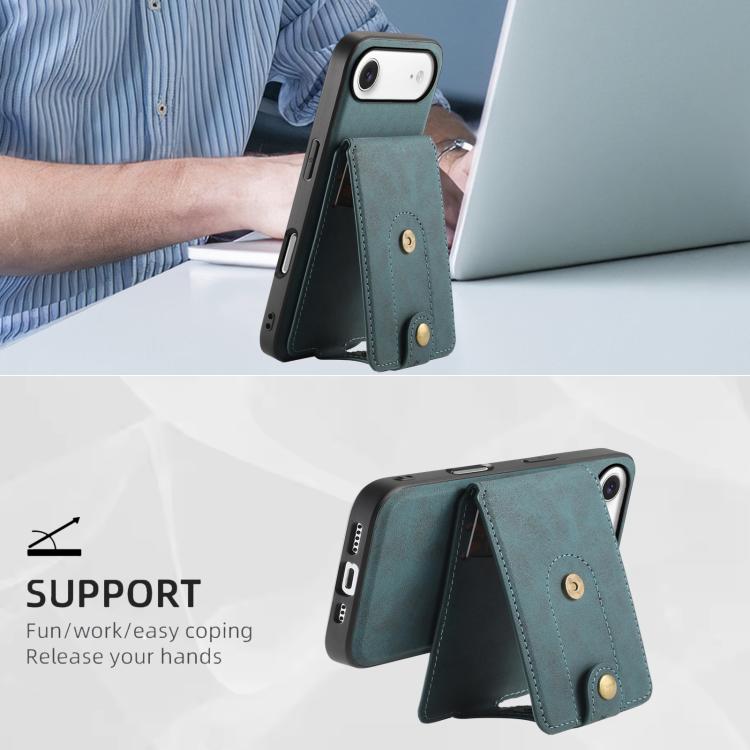 For iPhone Air Denior D14 NK Retro Pattern MagSafe Magnetic Card Holder Leather Phone Case