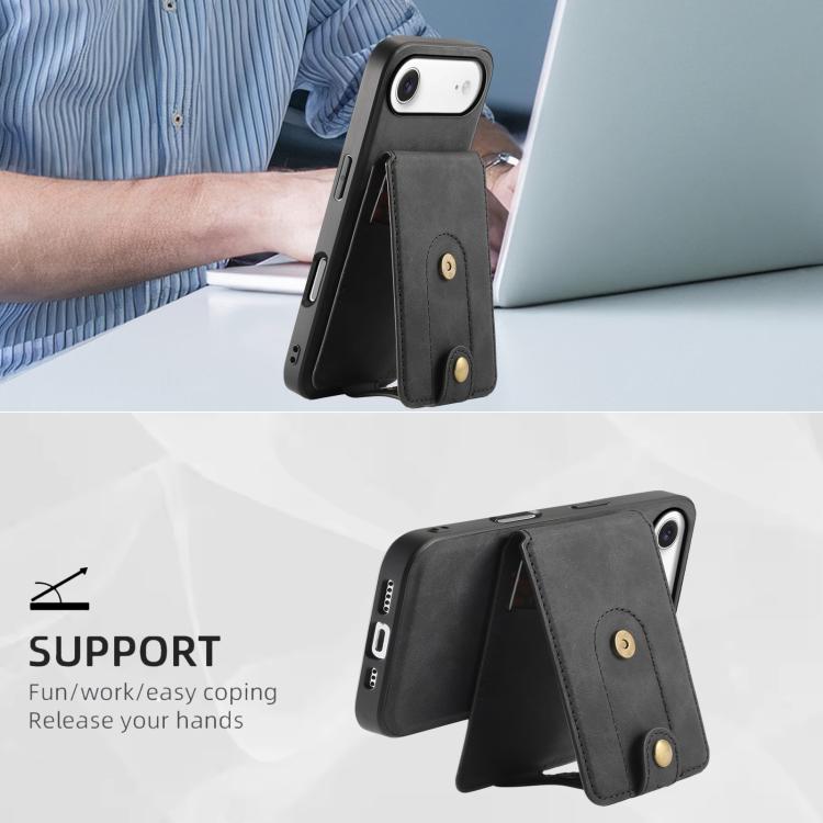 For iPhone Air Denior D14 NK Retro Pattern MagSafe Magnetic Card Holder Leather Phone Case