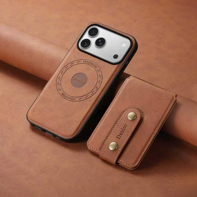 For iPhone 17 Pro Max Denior D14 NK Retro Pattern MagSafe Magnetic Card Holder Leather Phone Case