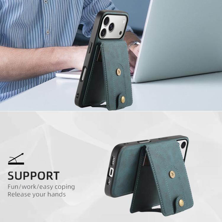 For iPhone 17 Pro Max Denior D14 NK Retro Pattern MagSafe Magnetic Card Holder Leather Phone Case
