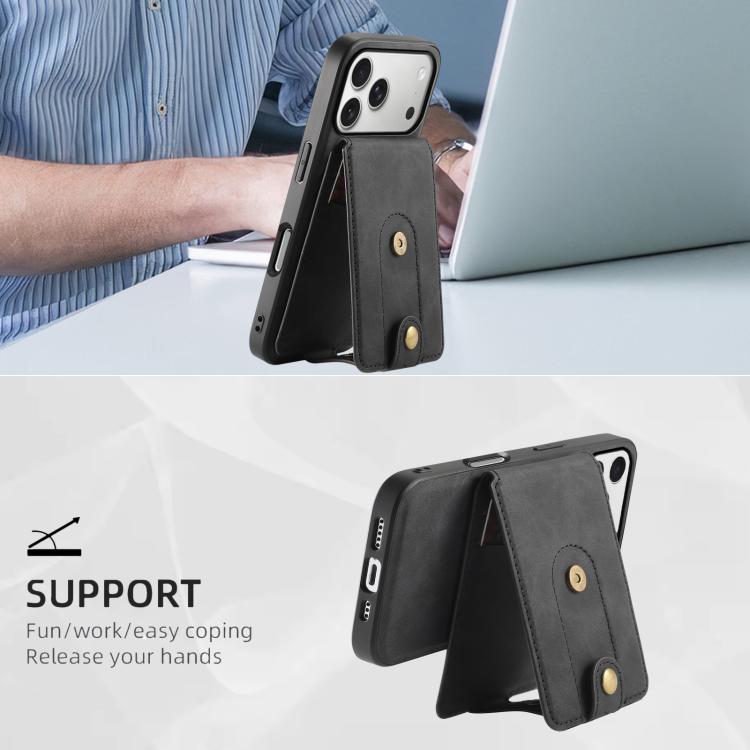 For iPhone 17 Pro Max Denior D14 NK Retro Pattern MagSafe Magnetic Card Holder Leather Phone Case