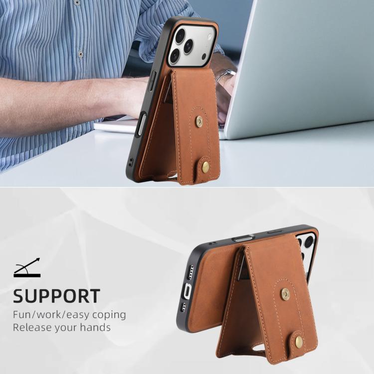 For iPhone 17 Pro Denior D14 NK Retro Pattern MagSafe Magnetic Card Holder Leather Phone Case