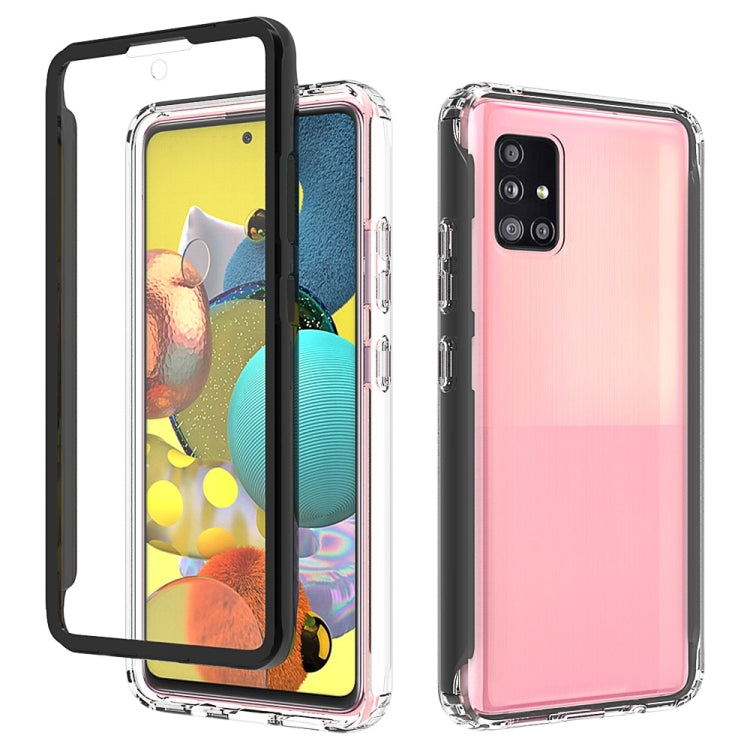 For Samsung Galaxy A51 5G Shockproof TPU Frame + Clear PC Back Case + Front PET Screen Protector