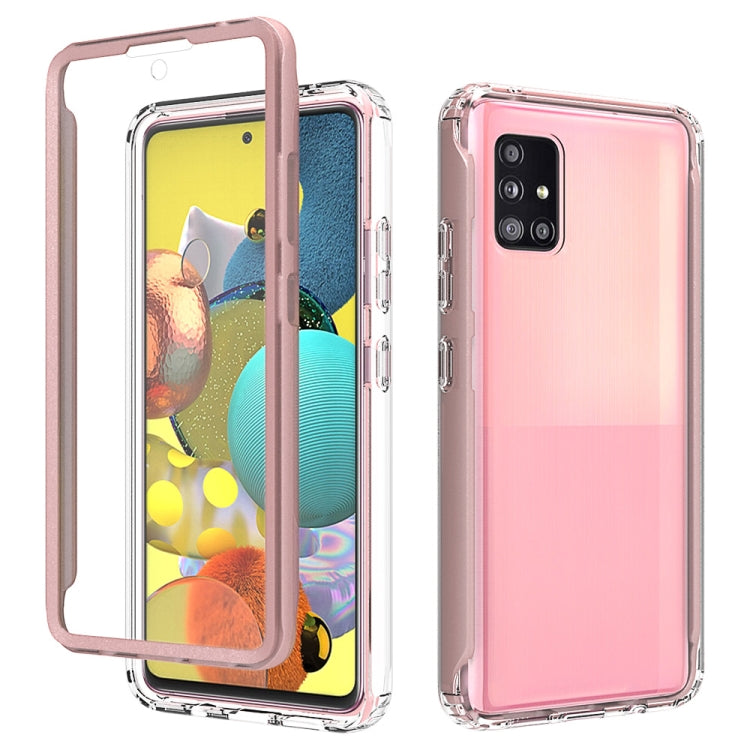 For Samsung Galaxy A51 5G Shockproof TPU Frame + Clear PC Back Case + Front PET Screen Protector
