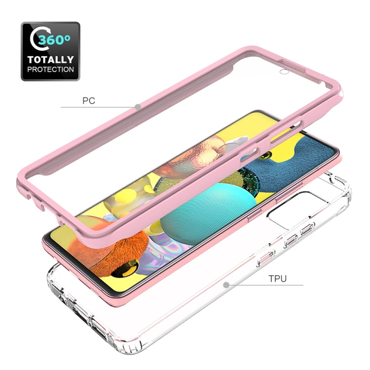 For Samsung Galaxy A51 5G Shockproof TPU Frame + Clear PC Back Case + Front PET Screen Protector